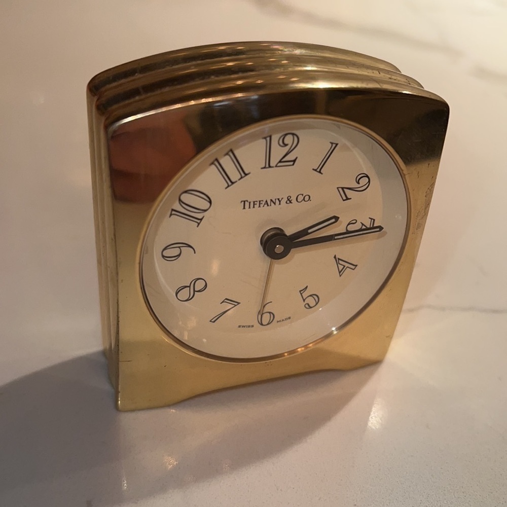 TIFFANY & CO GOLD TONE ALARM CLOCK